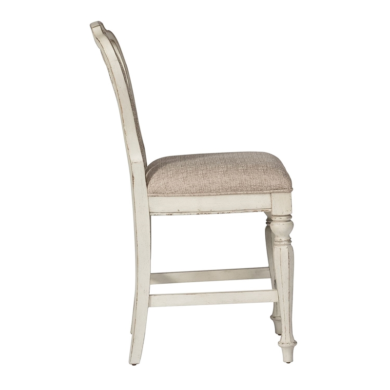 Pemberly Row Splat Back Counter Height Chair Set of 2 in White