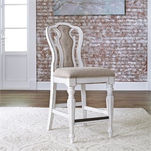 Pemberly Row Splat Back Counter Height Chair Set of 2 in White