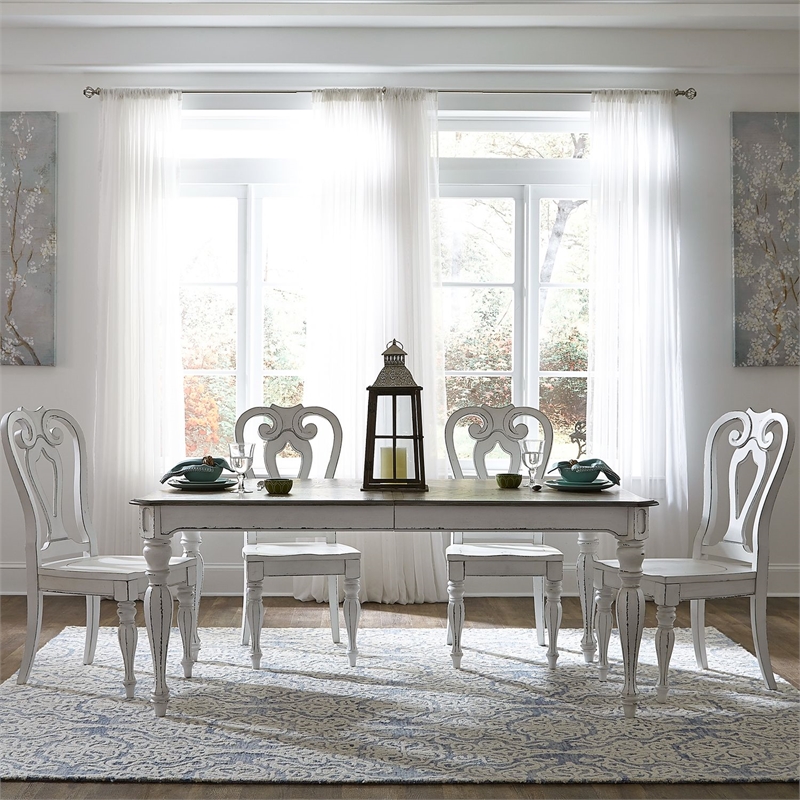 Pemberly Row 5 Piece Rectangular Table Dining Room Set in White