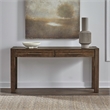 Pemberly Row 3 Piece Console Table Set with Upholstered Stools in Brown