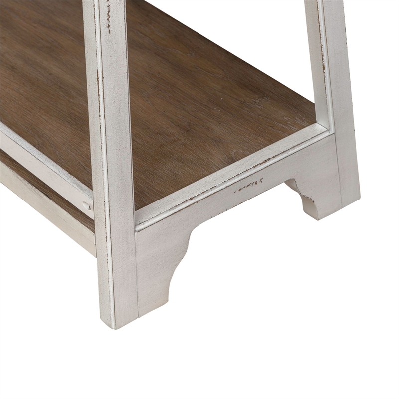 Pemberly Row Leaning Pier Bookcase with 5 Graduated Shelves in White