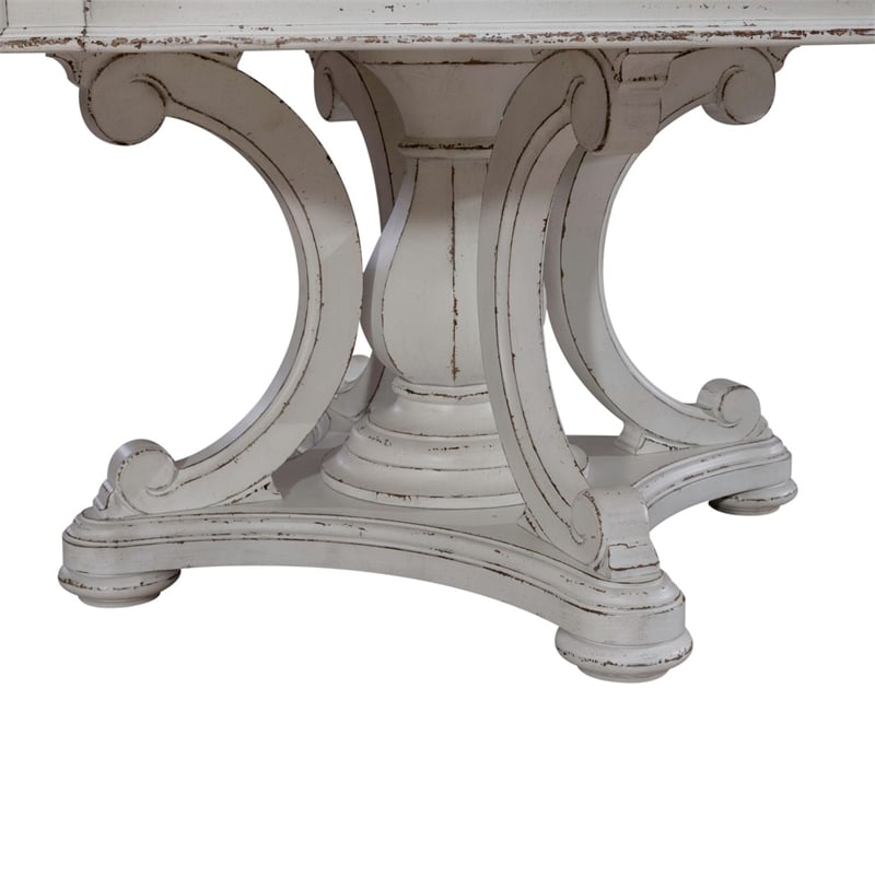 Pemberly Row 7 Piece Round Pedestal Table Set with Wing Back Chairs in White