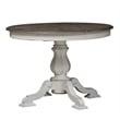 Pemberly Row 5 Piece Pedestal Dining Table Set in Antique White Finish