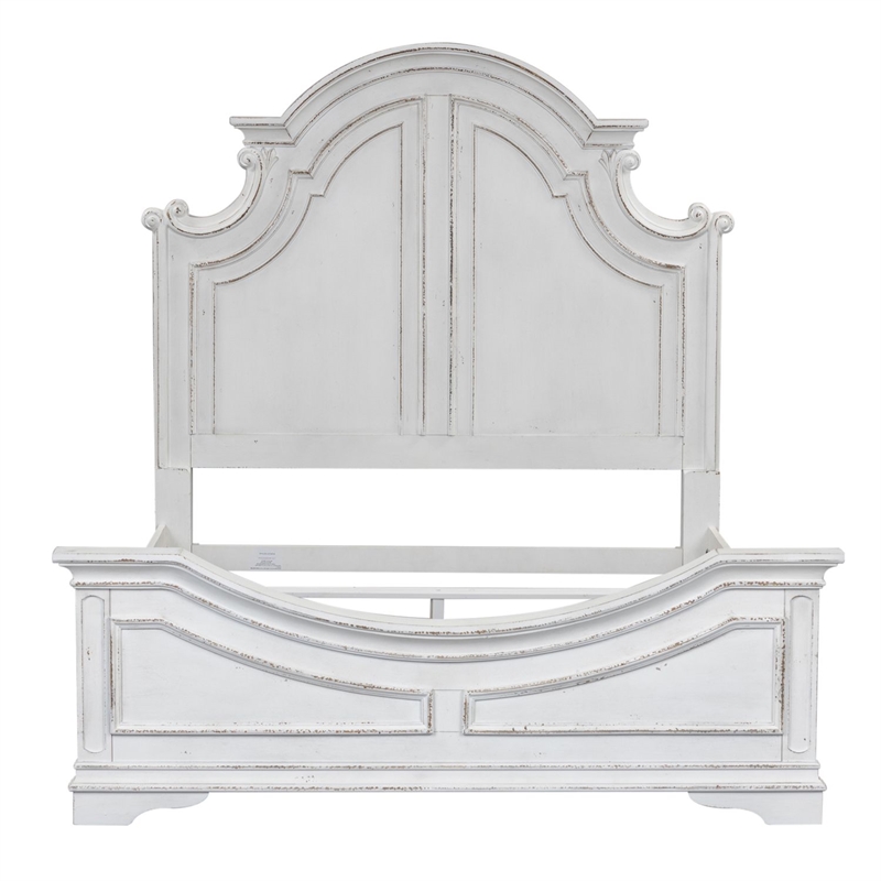 Pemberly Row California King Panel Bed with Arched Crown in White