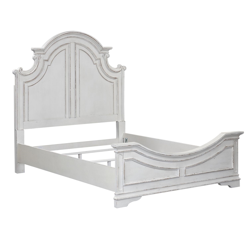 Pemberly Row California King Panel Bed with Arched Crown in White