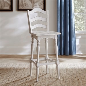 Pemberly Row Arched Ladderback Swivel Bar Stool Set of 2 in White