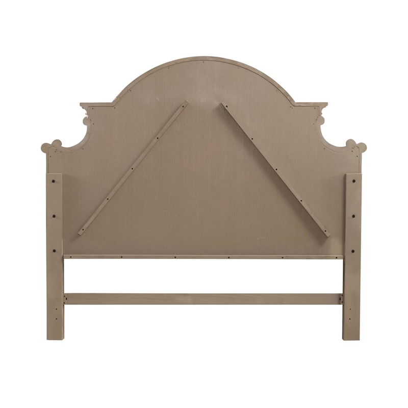 Pemberly Row Queen Panel Headboard with Arched Cap Rail in Brown