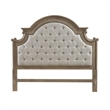 Pemberly Row Queen Upholstered Panel Headboard with Arched Crown in Brown