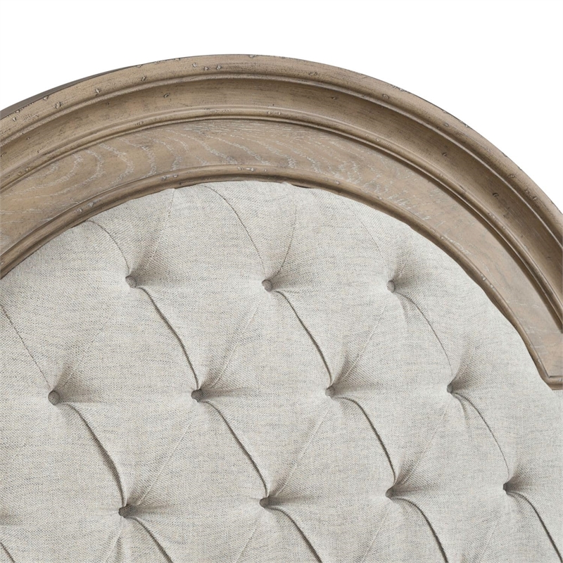 Pemberly Row Queen Upholstered Panel Headboard with Arched Crown in Brown