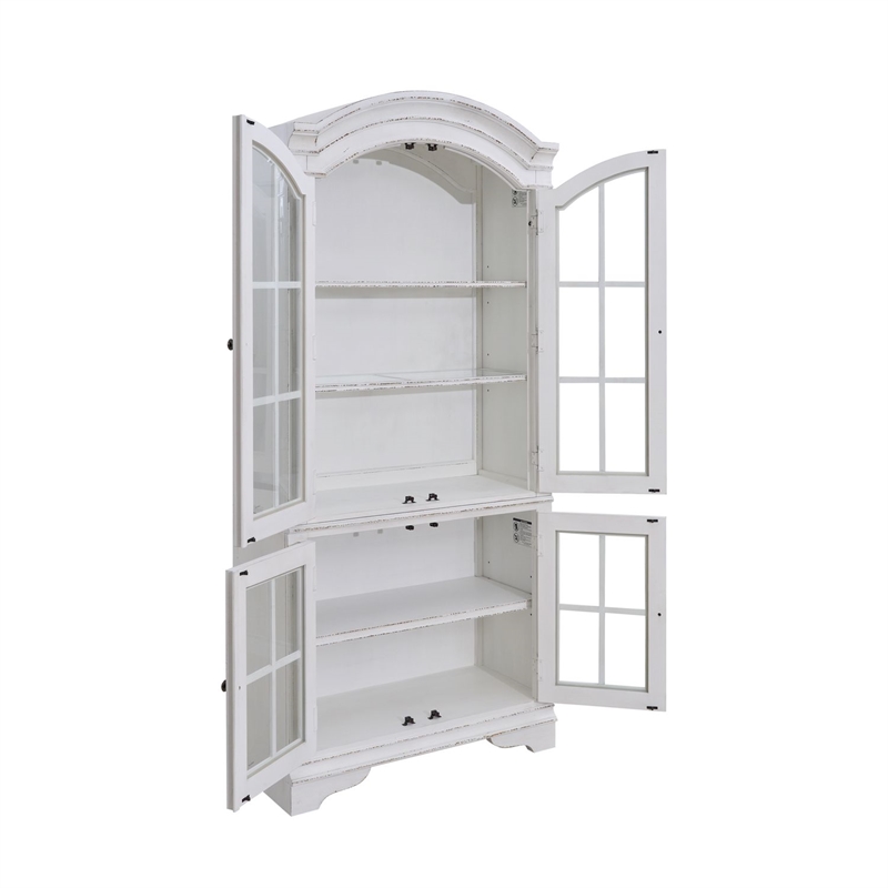 Pemberly Row Display Cabinet with Glass Doors and LED Lighting in White