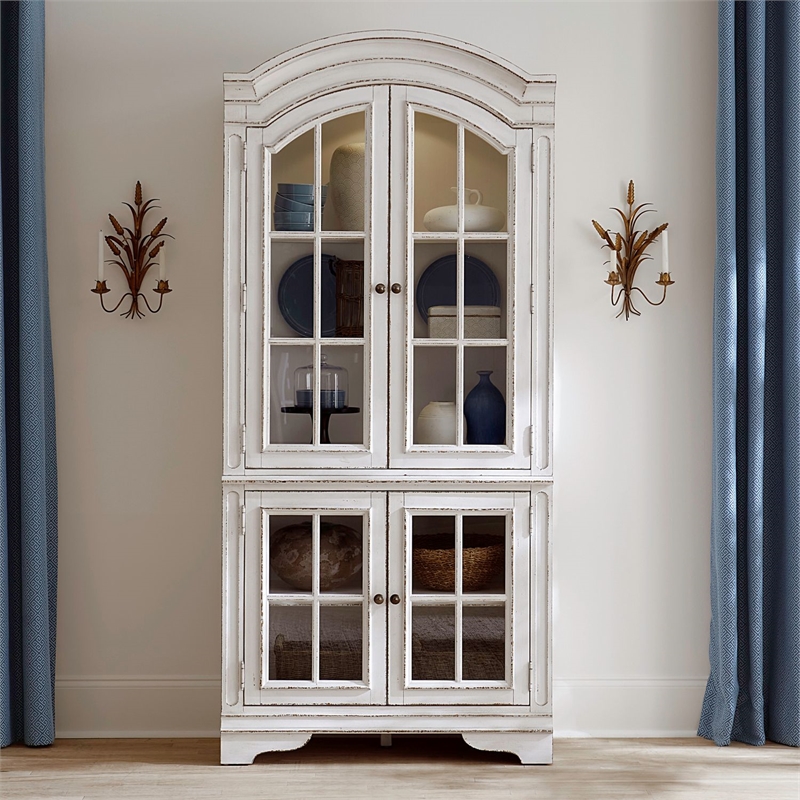 Pemberly Row Display Cabinet with Glass Doors and LED Lighting in White