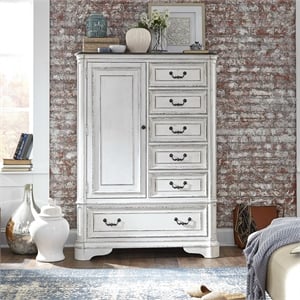 Pemberly Row Master Chest with Door and Cedar Lined Drawers in White