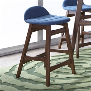 Pemberly Row 24 Inch Counter Chair Set of 2 with Blue Linen Upholstery