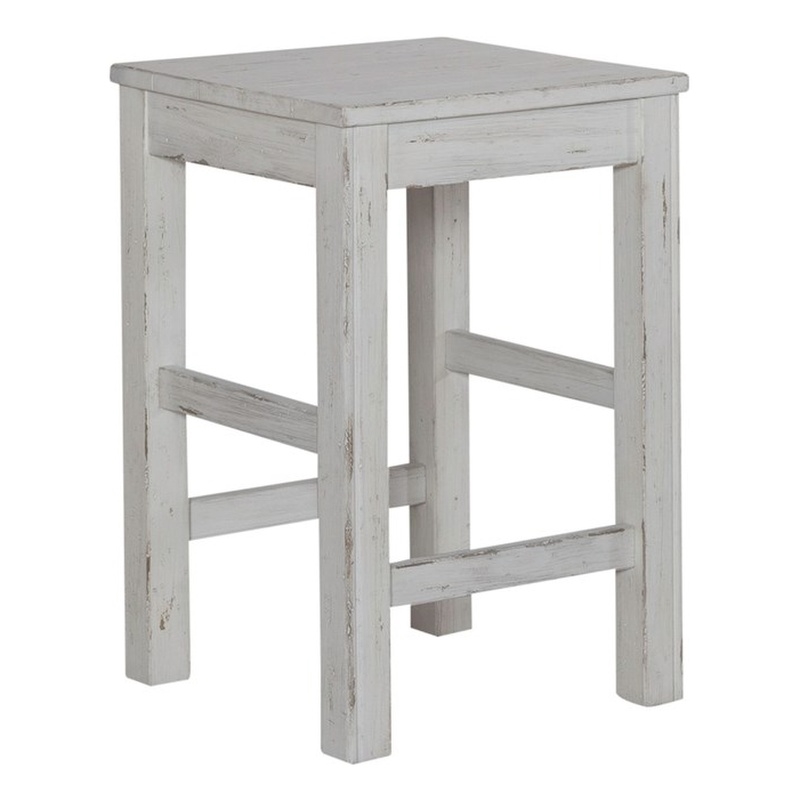 Pemberly Row Console Stool with Block Legs in White Finish