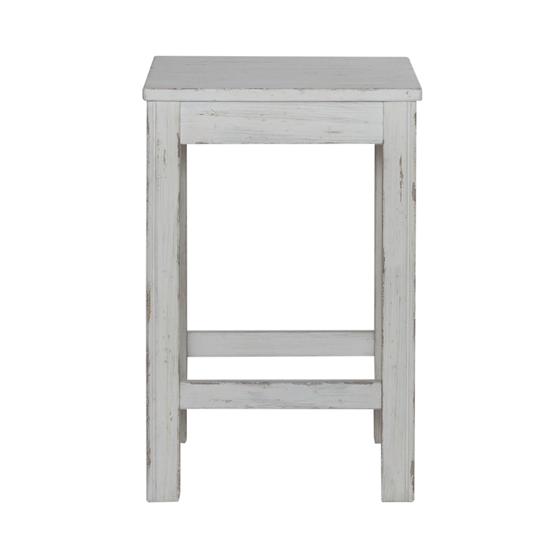 Pemberly Row Console Stool with Block Legs in White Finish