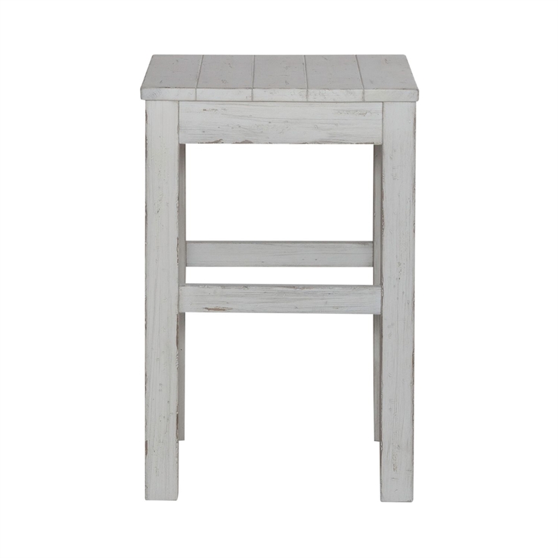 Pemberly Row Console Stool with Block Legs in White Finish