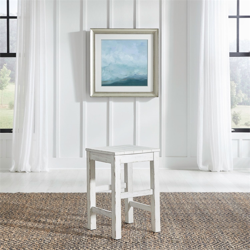 Pemberly Row Console Stool with Block Legs in White Finish
