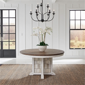 Pemberly Row Pedestal Dining Room Table with X Style Base in White