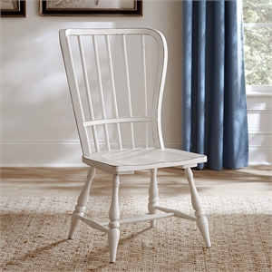 Pemberly Row Wing Style Windsor Back Side Chairs Set of 2 in White