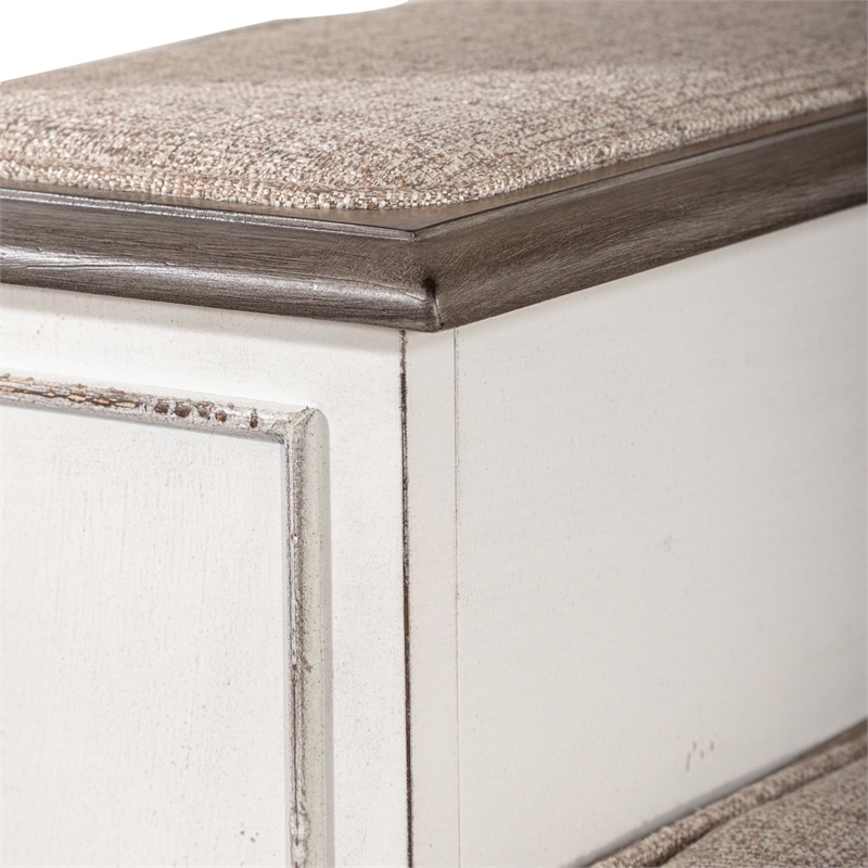 Pemberly Row Slip Proof Pet Steps with Rubberwood Frame - Antique White