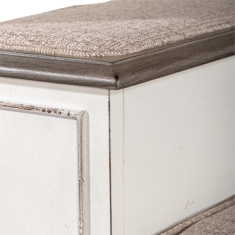 Pemberly Row Slip Proof Pet Steps with Rubberwood Frame - Antique White