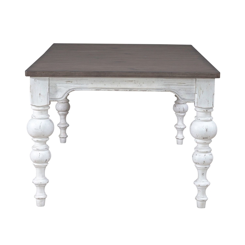 Pemberly Row Rectangular Leg Table with Removable 18 Inch Leaf in White
