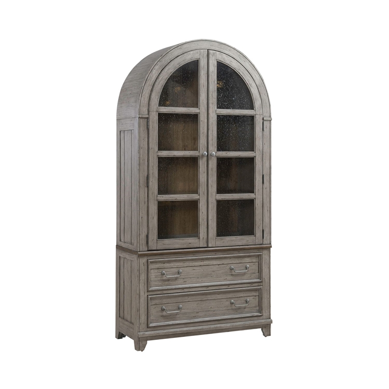 Pemberly Row Bunching Curio Cabinet Set with Glass Doors in Gray