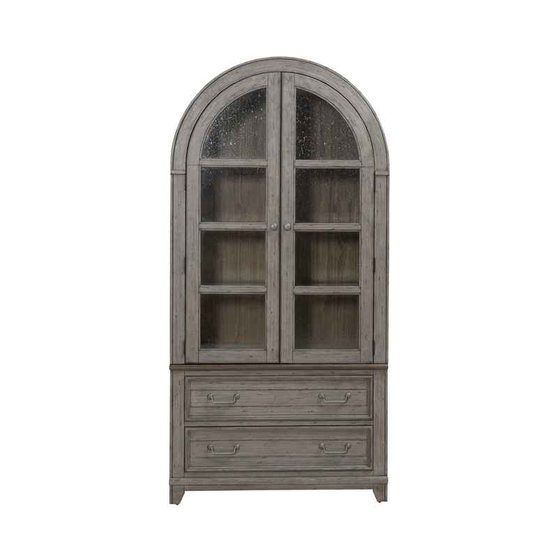 Pemberly Row Bunching Curio Cabinet Set with Glass Doors in Gray