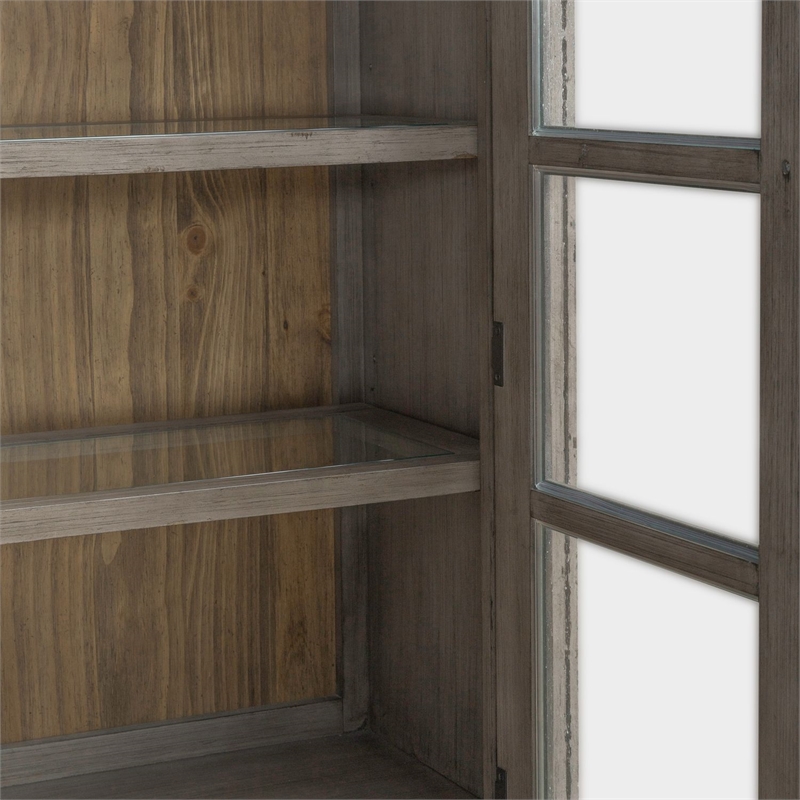 Pemberly Row Bunching Curio Cabinet Set with Glass Doors in Gray