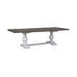 Pemberly Row Trestle Dining Room Table with Self Storing Leaf in White
