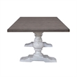Pemberly Row Trestle Dining Room Table with Self Storing Leaf in White
