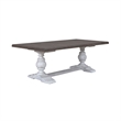 Pemberly Row Trestle Dining Room Table with Self Storing Leaf in White