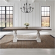 Pemberly Row Trestle Dining Room Table with Self Storing Leaf in White
