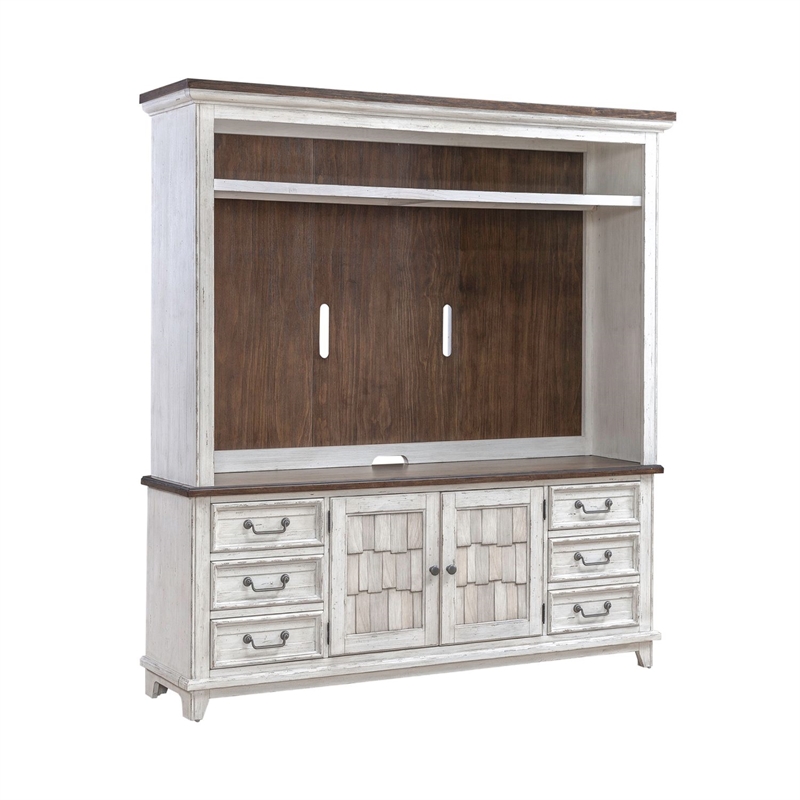 Pemberly Row Entertainment Center with Piers and Shingle Doors in White