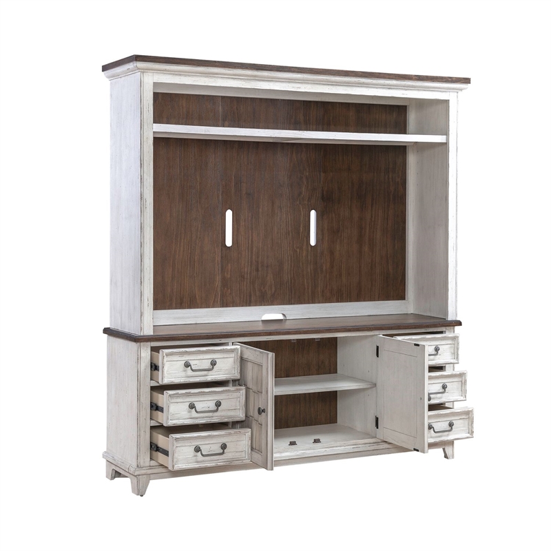 Pemberly Row Entertainment Center with Piers and Shingle Doors in White