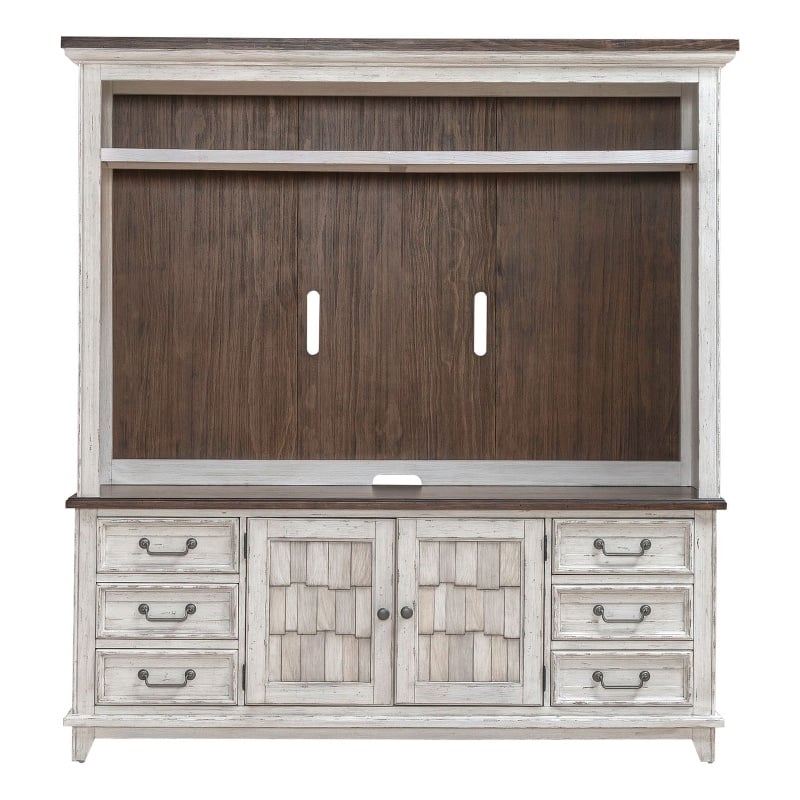 Pemberly Row Entertainment Center with Piers and Shingle Doors in White