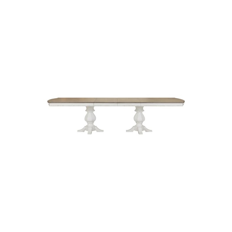 Pemberly Row 5 Piece Double Pedestal Table Set with Chairs in White