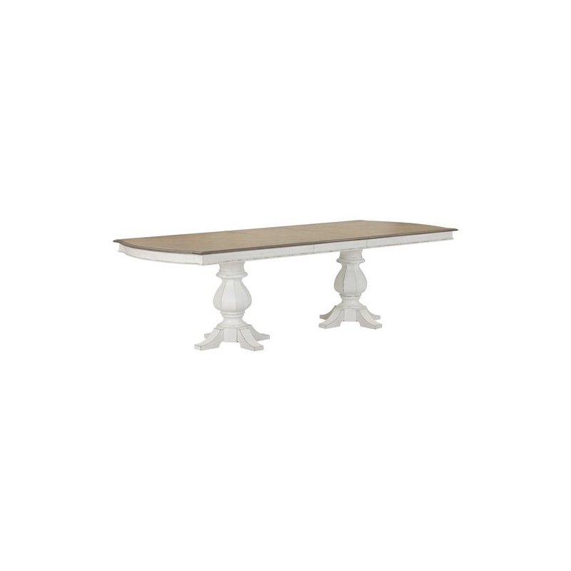 Pemberly Row 5 Piece Double Pedestal Table Set with Chairs in White