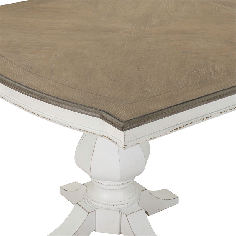Pemberly Row 5 Piece Double Pedestal Table Set with Chairs in White