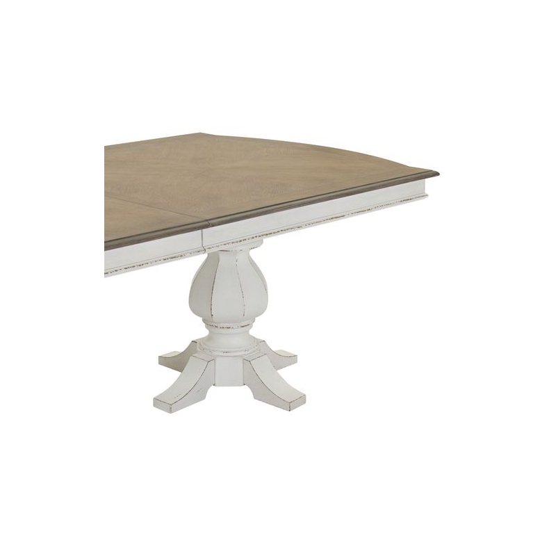 Pemberly Row Double Pedestal Dining Table with 2 Removable Leaves in White