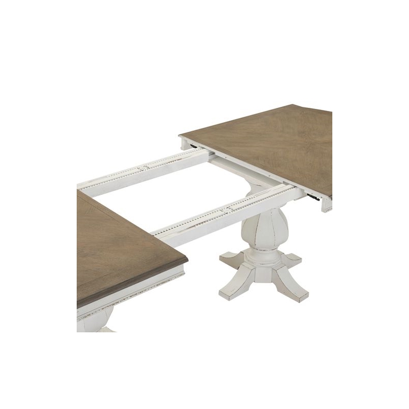 Pemberly Row Double Pedestal Dining Table with 2 Removable Leaves in White