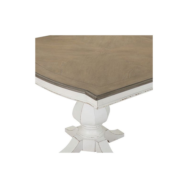 Pemberly Row Double Pedestal Dining Table with 2 Removable Leaves in White