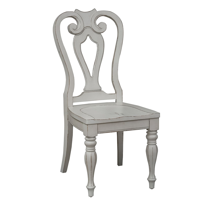 Pemberly Row 7 Piece Leg Table Set with Splat Back Chairs in White