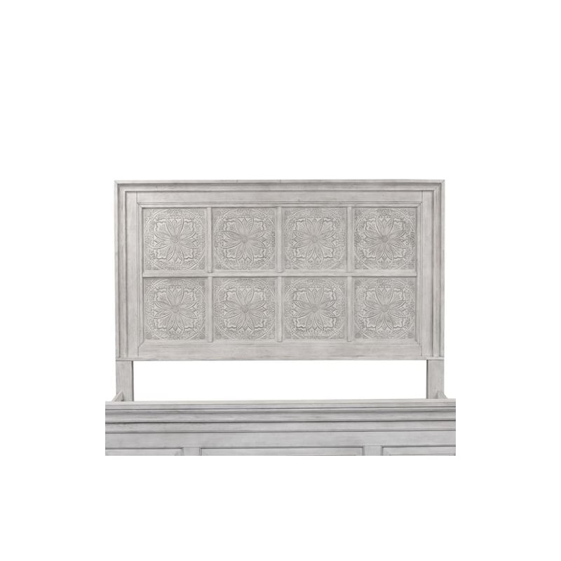 Pemberly Row California King Tile Panel Bed with Crown Molding in White