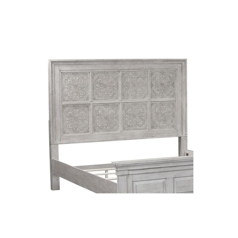 Pemberly Row California King Tile Panel Bed with Crown Molding in White