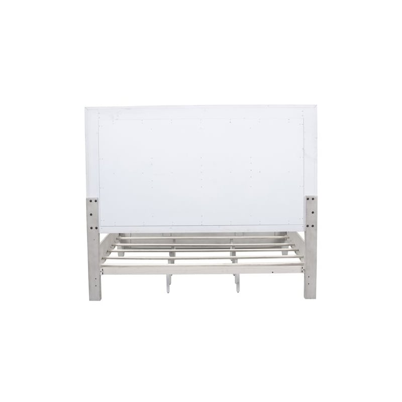 Pemberly Row California King Tile Panel Bed with Crown Molding in White
