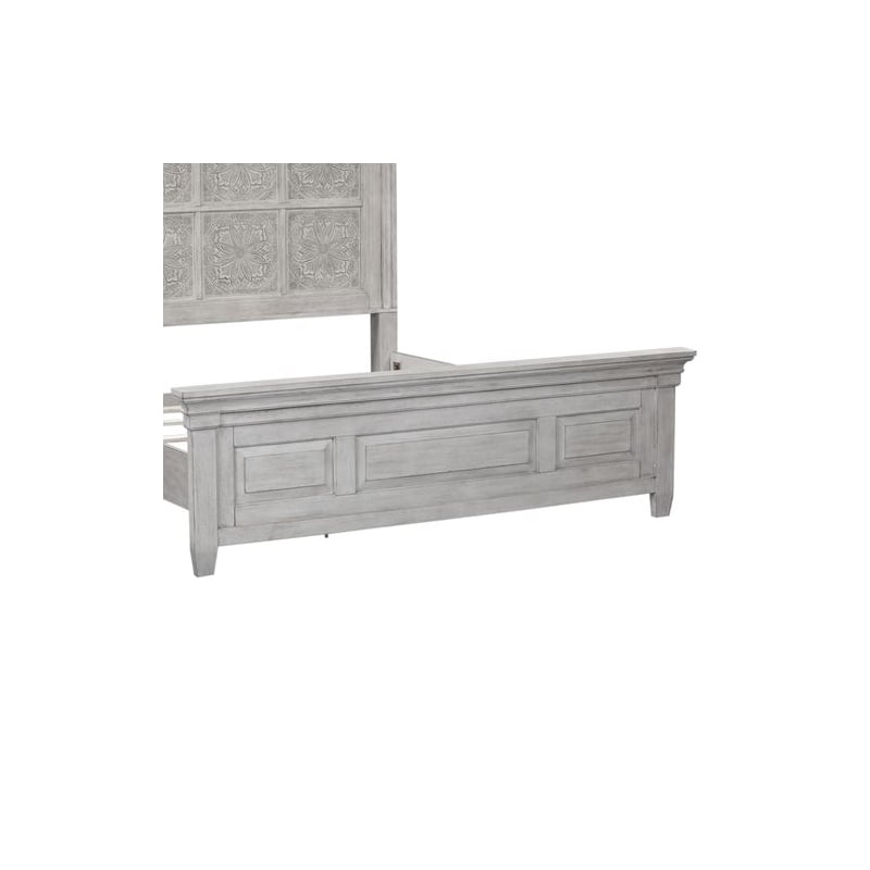Pemberly Row California King Tile Panel Bed with Crown Molding in White