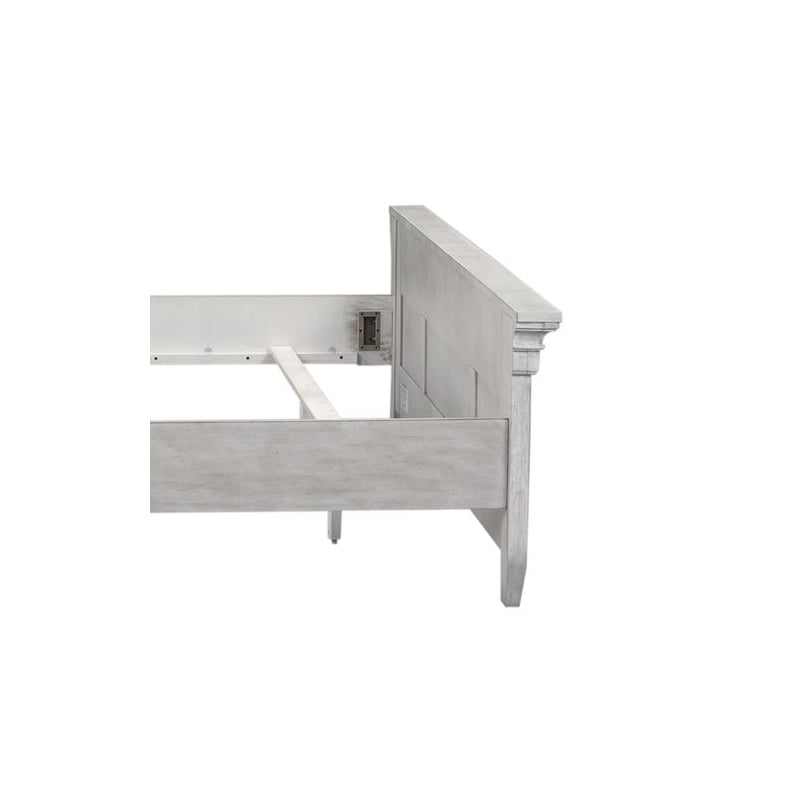Pemberly Row California King Tile Panel Bed with Crown Molding in White