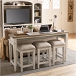 Pemberly Row 4 Piece Console Bar Table and Stool Set with Charging in White