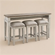 Pemberly Row 4 Piece Console Bar Table and Stool Set with Charging in White